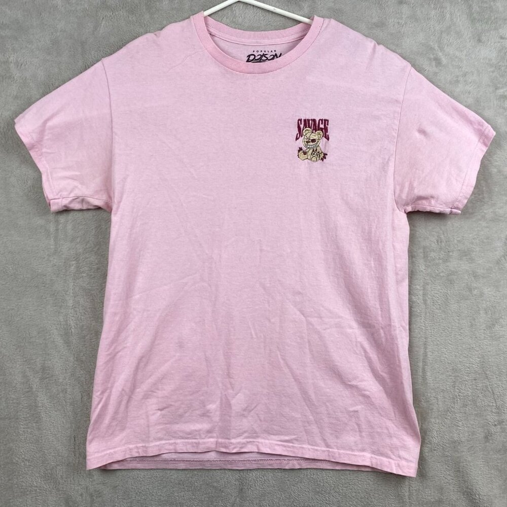 Popular Poison Womens T-Shirt Large Savage Embroidered Teddy Bear 100% Cotton